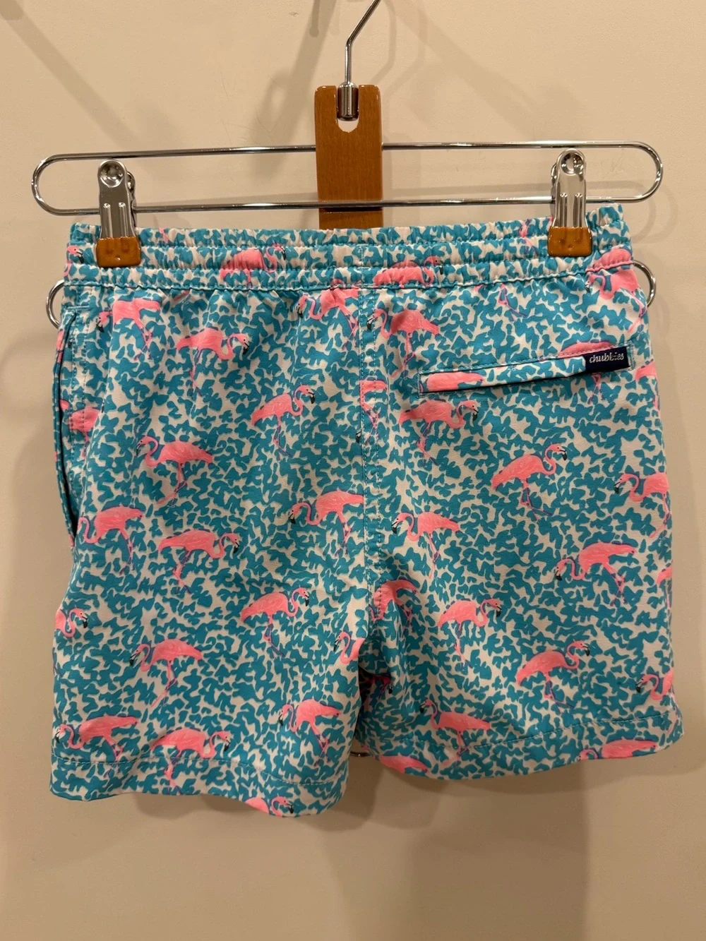 chubbies Blue & Pink Flamingo Swim Trunks for Kids